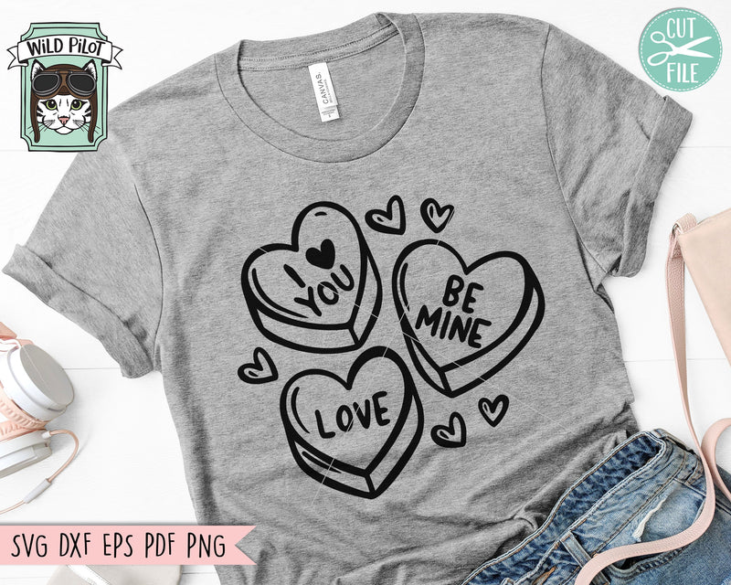 Valentines Day Conversation Candy Hearts SVG Cut File - So Fontsy