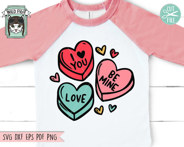Valentines Day SVG File, Candy Hears SVG File, Conversation Candy Hearts SVG, Valentines Day Cut File, Heart Candies Clipart SVG Wild Pilot 