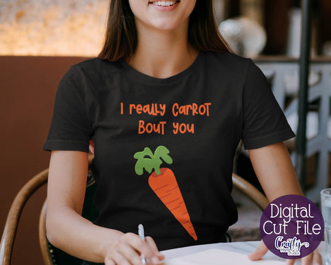 Valentine's Day Svg - Food Pun Svg - I Really Carrot Bout You SVG Crafty Mama Studios 