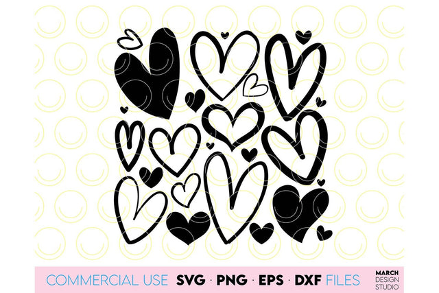 Valentines Day SVG, Hand Lettered Hearts SVG, Valentines SVG, Happy Valentines Day SVG, Heart SVG SVG March Design Studio 