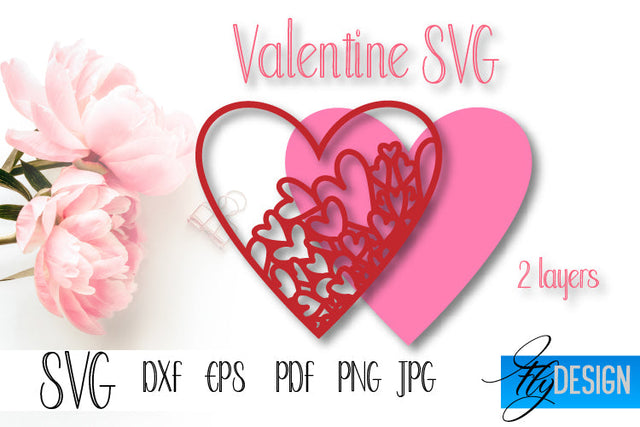 Valentines Day SVG. Heart SVG. Red and Rose Heart SVG. V3-1. SVG Fly Design 