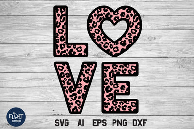 Valentines Day SVG, Leopard Love SVG Print - 3 Layers. SVG Elinorka 