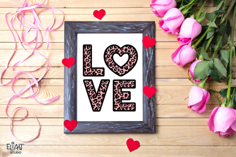 Valentines Day SVG, Leopard Love SVG Print - 3 Layers. SVG Elinorka 