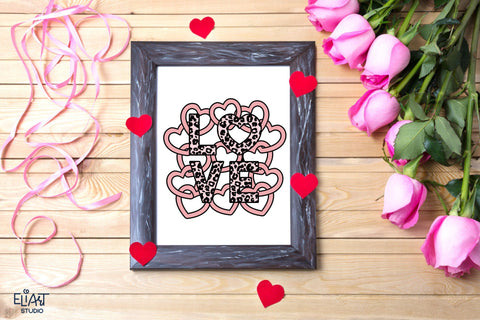 Valentines Day SVG, Leopard Love SVG with Hearts - 4 layers. SVG Elinorka 