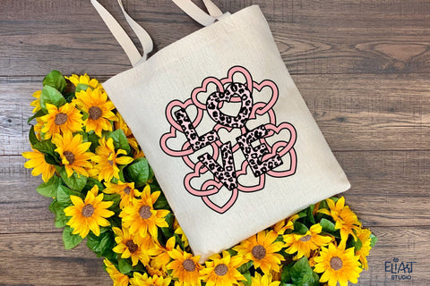 Valentines Day SVG, Leopard Love SVG with Hearts - 4 layers. SVG Elinorka 