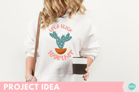 Valentine's Day SVG | Let's Stick Together Cactus SVG Design SVG OyoyStudioDigitals 