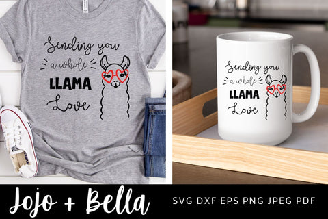 Valentines Day Svg, Llama Love Svg, Valentine Svg, Cute Llama Svg, Llama cut file, Llama Svg, Svg cut files for Cricut, Sublimation Designs SVG Jojo&Bella 