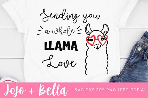 Valentines Day Svg, Llama Love Svg, Valentine Svg, Cute Llama Svg, Llama cut file, Llama Svg, Svg cut files for Cricut, Sublimation Designs SVG Jojo&Bella 