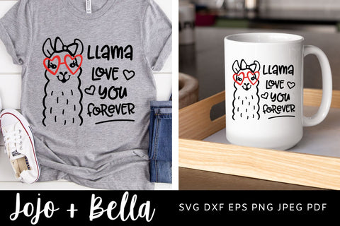 Valentines Day Svg, Llama Love Svg, Valentine Svg, Cute Llama Svg, Llama cut file, Llama Svg, Svg cut files for Cricut, Sublimation Designs SVG Jojo&Bella 