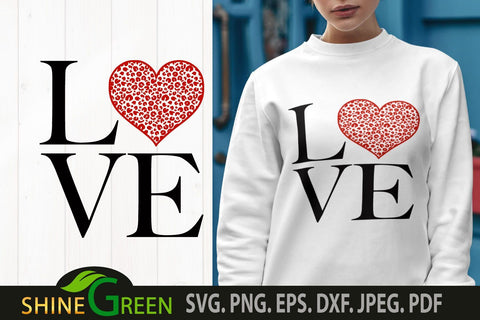 Valentine's Day SVG Love Heart Leopard Print SVG SVG Shine Green Art 