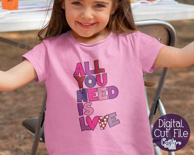 Valentine's Day SVG - Love Svg - Patterned Valentine Svg - All You Need Is Love Svg SVG Crafty Mama Studios 