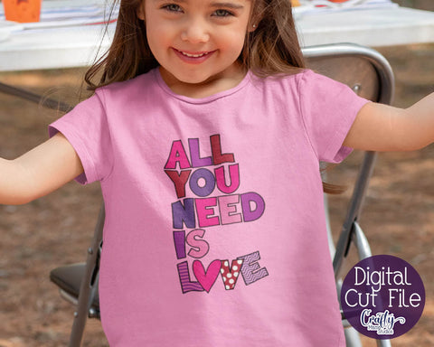 Valentine's Day SVG - Love Svg - Patterned Valentine Svg - All You Need Is Love Svg SVG Crafty Mama Studios 