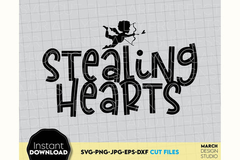Valentines Day SVG Stealing Hearts SVG, Cupid Heart SVG, Stupid Cupid SVG, Cupid Attack SVG SVG March Design Studio 