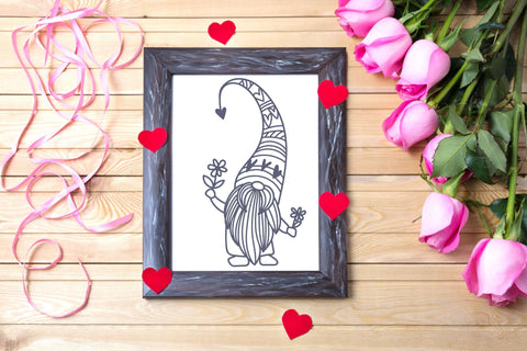 Valentines Day SVG, Valentine Gnomes with Hearts and Flowers. SVG Elinorka 