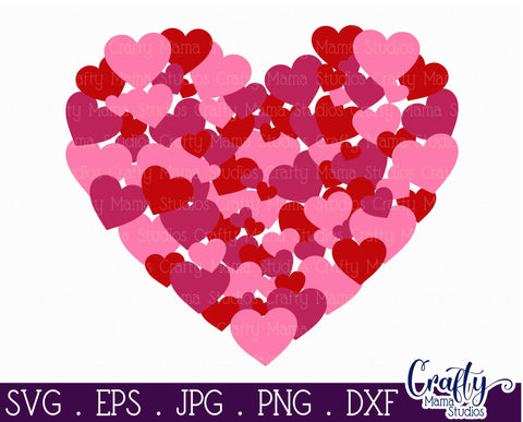 Valentine's Day SVG - Valentine Heart Svg - Heart Collage Svg SVG Crafty Mama Studios 