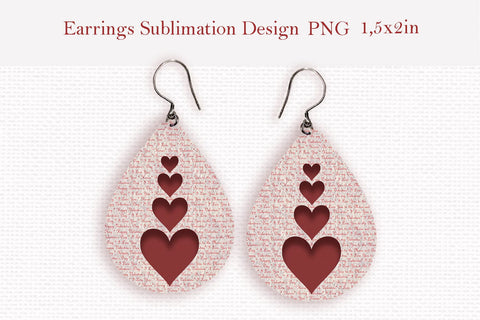 Valentine's day teardrop sublimation earrings design bundle Sublimation LuckyTurtleArt 