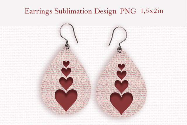 Valentines day teardrop sublimation earrings design Sublimation LuckyTurtleArt 
