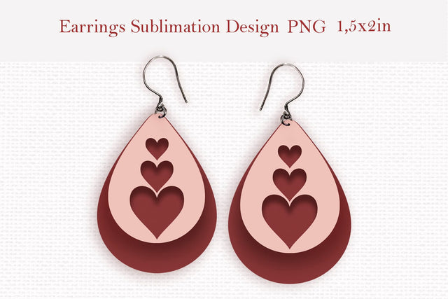 Valentines day teardrop sublimation earrings design Sublimation LuckyTurtleArt 