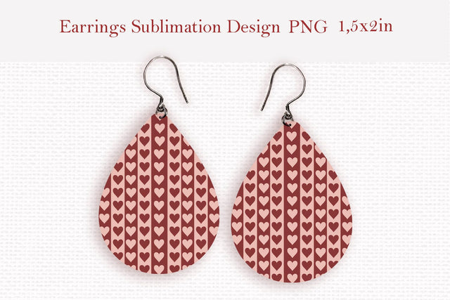 Valentines day teardrop sublimation earrings design Sublimation LuckyTurtleArt 