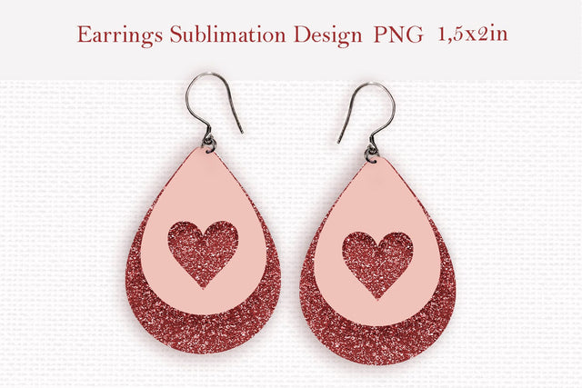 Valentines day teardrop sublimation earrings design Sublimation LuckyTurtleArt 