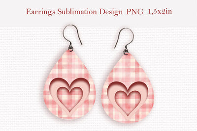 Valentines day teardrop sublimation earrings design Sublimation LuckyTurtleArt 
