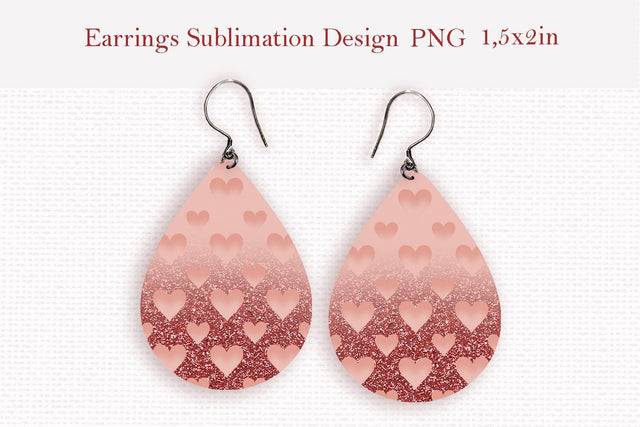 Valentines day teardrop sublimation earrings design Sublimation LuckyTurtleArt 