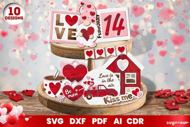 Valentines Day Tiered Tray SVG | Papercut | Laser Cut SVG SvgOcean 