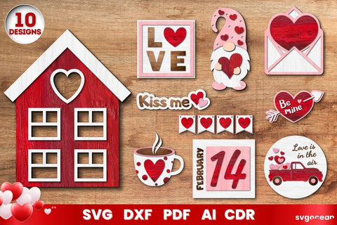 Valentines Day Tiered Tray SVG | Papercut | Laser Cut SVG SvgOcean 