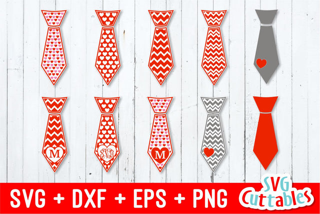 Valentine's Day Ties Set of 10 SVG Svg Cuttables 