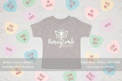 Valentines Day Toddler Mockup, Heather Athletic Bella Canvas 3001T, Toddler Shirt Mockup Mock Up Photo Honeycomb Mockups 
