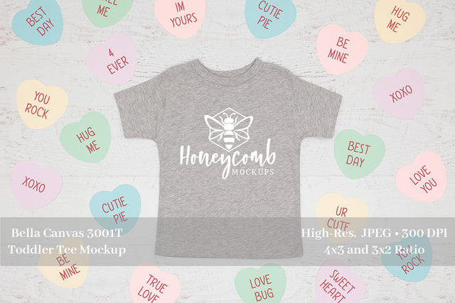 Valentines Day Toddler Mockup, Heather Athletic Bella Canvas 3001T, Toddler Shirt Mockup Mock Up Photo Honeycomb Mockups 