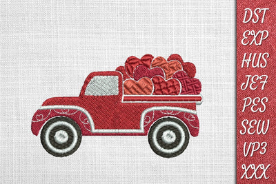 Valentines Day Truck 1 Embroidery Designs Embroidery/Applique DESIGNS SvgOcean 