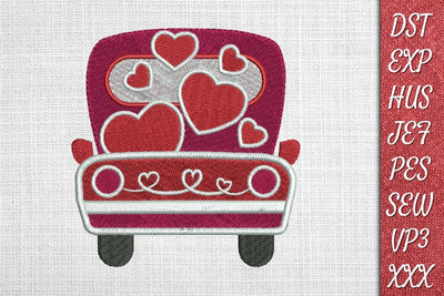 Valentines Day Truck 2 Embroidery Designs Embroidery/Applique DESIGNS SvgOcean 