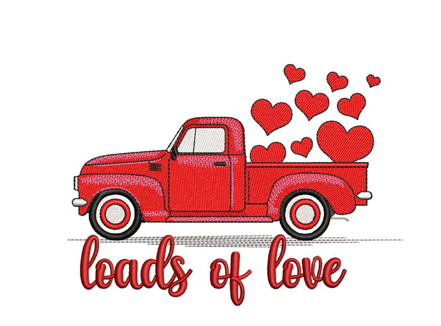 Valentine's Day Truck Embroidery Design, 3 sizes, Instant Download Embroidery/Applique DESIGNS Nino Nadaraia 