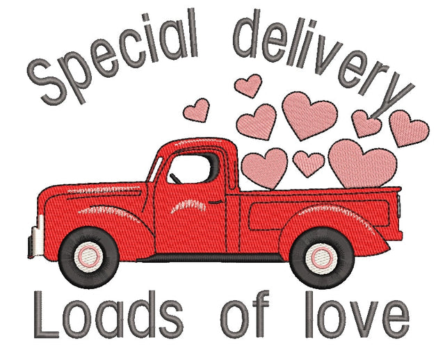 Valentine's Day Truck with hearts embroidery design, Love embroidery designs Embroidery/Applique DESIGNS ArtEMByNatalia 