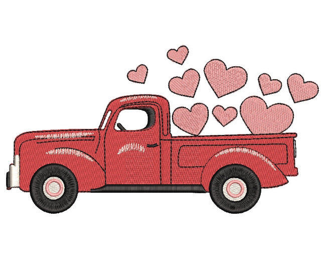 Valentine's Day Truck with hearts esmbroidery design, Love embroidery designs Embroidery/Applique DESIGNS ArtEMByNatalia 