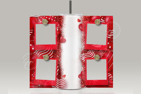 Valentine's day Tumbler, Add Your Name, Photo Collage Tumbler Png, Red Heart Design, Skinny Tumbler 20oz Design Wrap, Seamless Sublimation Sublimation Syre Digital Creations 