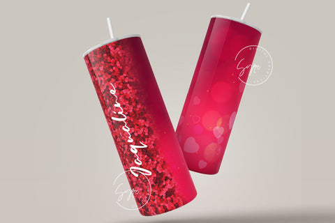 Valentine's day Tumbler, Add Your Name, Red Heart Design, Skinny Tumbler 20oz Design Wrap, Valentine Design, Seamless Sublimation Design PNG Sublimation Syre Digital Creations 