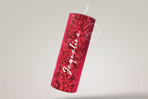Valentine's day Tumbler, Add Your Name, Red Heart Design, Skinny Tumbler 20oz Design Wrap, Valentine Design, Seamless Sublimation Design PNG Sublimation Syre Digital Creations 