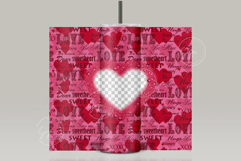 Valentine's day Tumbler, Couple Photo Frame Tumbler, Red Heart Design, Skinny Tumbler 20oz Design Wrap, Photo Tumbler, Seamless Sublimation Sublimation Syre Digital Creations 