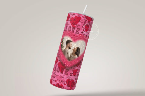 Valentine's day Tumbler, Couple Photo Frame Tumbler, Red Heart Design, Skinny Tumbler 20oz Design Wrap, Photo Tumbler, Seamless Sublimation Sublimation Syre Digital Creations 