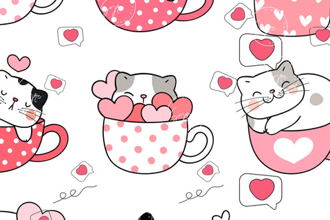 Valentine's day Tumbler, Cute Cat Tumbler Design, Heart Skinny Tumbler 20 oz Design Wrap, Love Tumbler, Seamless Sublimation Design PNG Sublimation Syre Digital Creations 