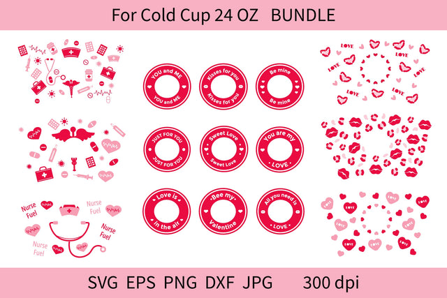 Valentines Day Tumbler For Starbucks Cold Cup 24 OZ.Wrap SVG SVG Olga Terlyanskaya 