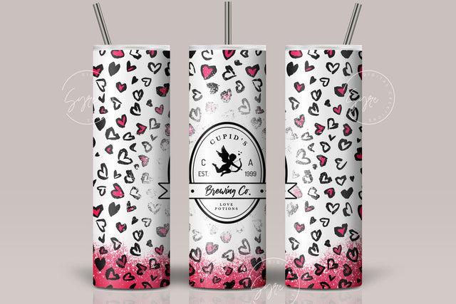 Valentine's day Tumbler, Love Tumbler Design, Cupid's Brewing Co Love Potion, Skinny Tumbler 20oz Design Wrap, Seamless Sublimation Design PNG, Skinny Travel Tumbler, DIGITAL DOWNLOAD. Sublimation Syre Digital Creations 