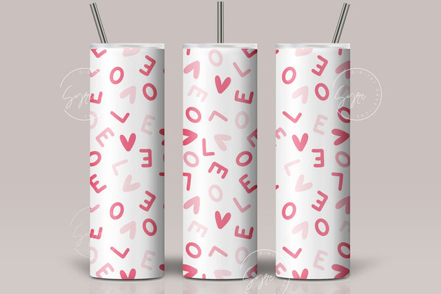 Valentine's day Tumbler, Love Tumbler Design, Heart Skinny Tumbler 20 oz Design Wrap, Couples Gift Tumbler, Seamless Sublimation Design PNG Sublimation Syre Digital Creations 