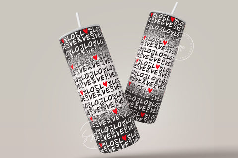 Valentine's day Tumbler, Love Tumbler Design, Heart Skinny Tumbler 20 oz Design Wrap, Couples Tumbler Gift, Seamless Sublimation Design PNG Sublimation Syre Digital Creations 