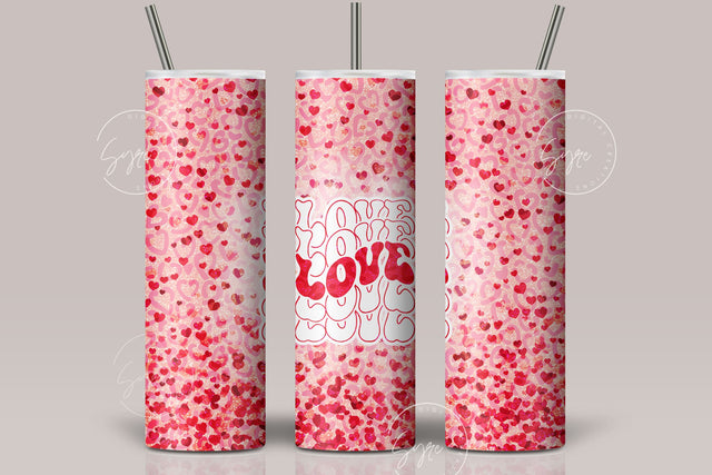 Valentine's day Tumbler, Love Tumbler, Glitter Heart Skinny Tumbler 20 oz Design Wrap, Couples Tumbler Gift, Seamless Sublimation Design PNG Sublimation Syre Digital Creations 