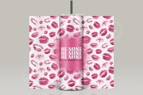 Valentine's day Tumbler, Love Tumbler, Lips Design Skinny Tumbler 20 oz Design Wrap, Be Mine Valentine, Seamless Sublimation Design PNG Sublimation Syre Digital Creations 