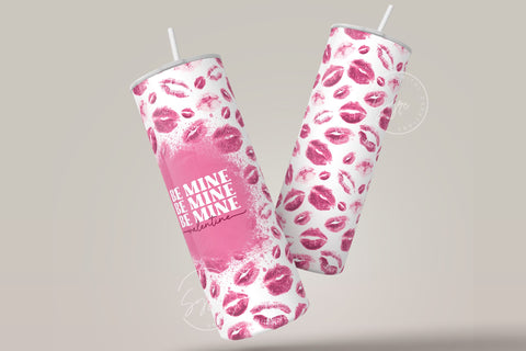 Valentine's day Tumbler, Love Tumbler, Lips Design Skinny Tumbler 20 oz Design Wrap, Be Mine Valentine, Seamless Sublimation Design PNG Sublimation Syre Digital Creations 