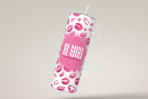 Valentine's day Tumbler, Love Tumbler, Lips Design Skinny Tumbler 20 oz Design Wrap, Be Mine Valentine, Seamless Sublimation Design PNG Sublimation Syre Digital Creations 